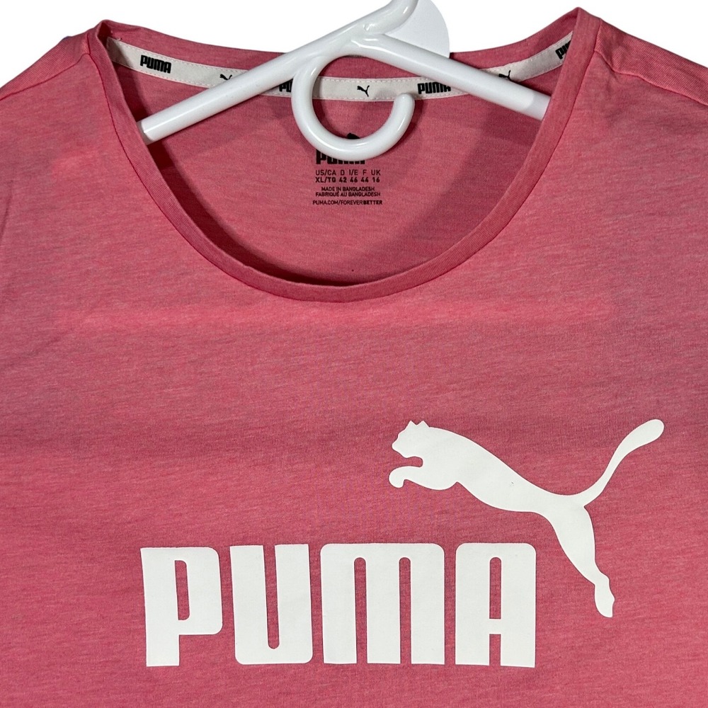 Puma Women's Classic Logo T-Shirt Pink Short Sleeve Crew Neck Size XL